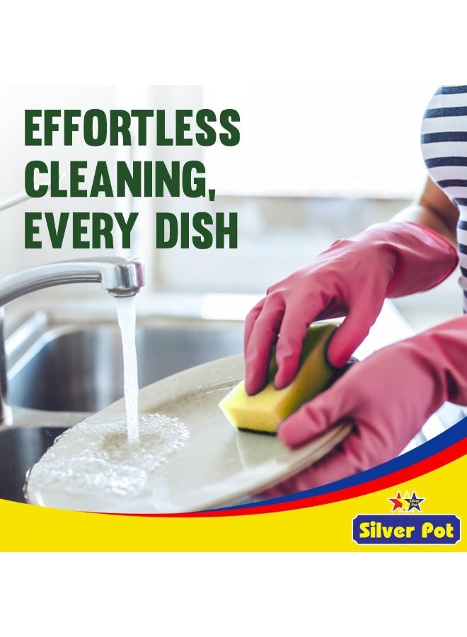 Silver Pot وعاء فضي 8 قطع إسفنجة وممسحة مطبخ - 9 سم إسفنجة تنظيف متعددة الاستخدامات للأواني والمقالي وأدوات المطبخ والأسطح الحساسة - Image 4